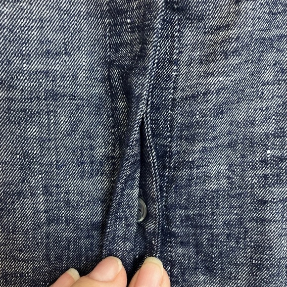 THEORY Ofeliah Linen Blend Tunic Top Tierra Wash V-Neck Split Back - Picture 6 of 7